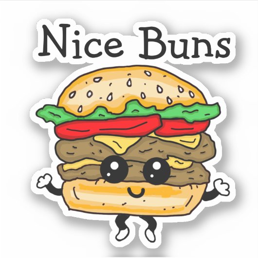 Cartoon Lekkere Billen Cheeseburger  Sticker (Voorkant)