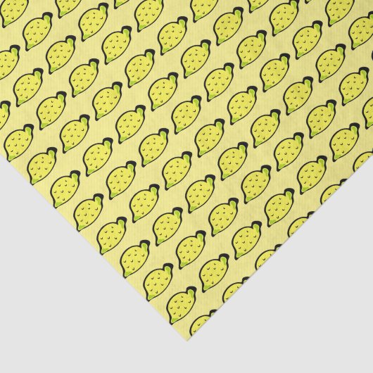 Cartoon Lemons Pattern Yellow Tissuepapier (Detail)