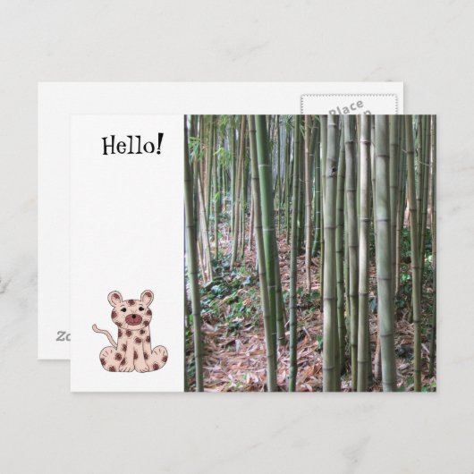 Cartoon Leopard en Bamboe Forest Briefkaart (Voorkant / Achterkant)