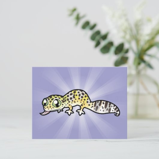 Cartoon Leopard Gecko Briefkaart (Staand voorkant)