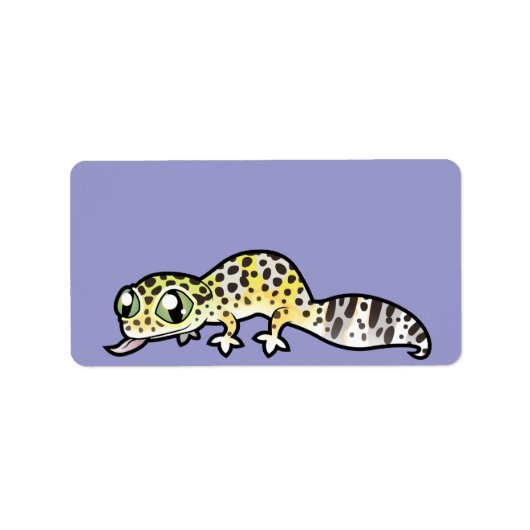 Cartoon Leopard Gecko Etiket (Voorkant)