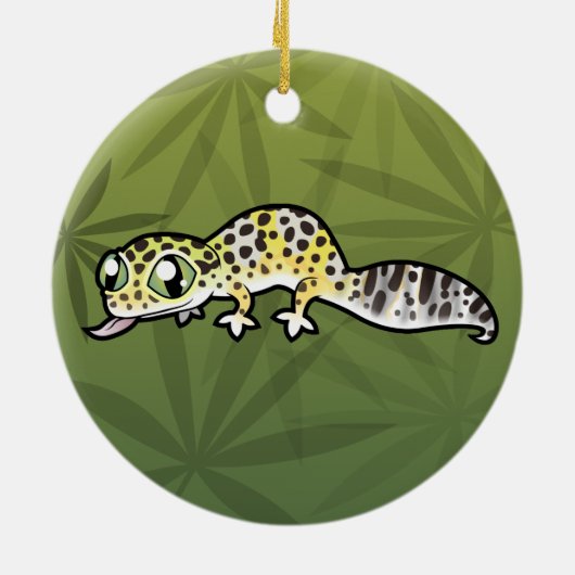 Cartoon Leopard Gecko Keramisch Ornament (Achterkant)