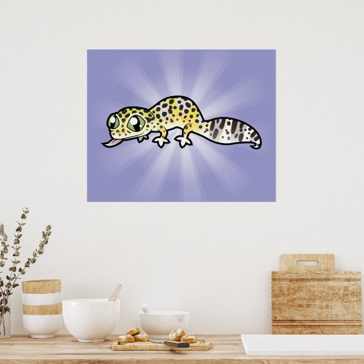 Cartoon Leopard Gecko Poster (Keuken)