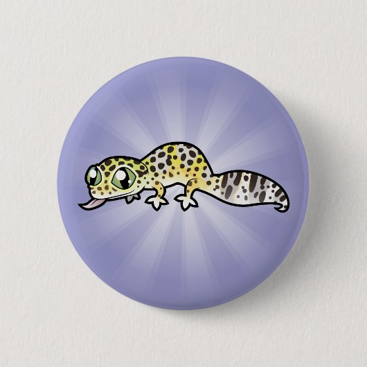 Cartoon Leopard Gecko Ronde Button 5,7 Cm (Voorkant)