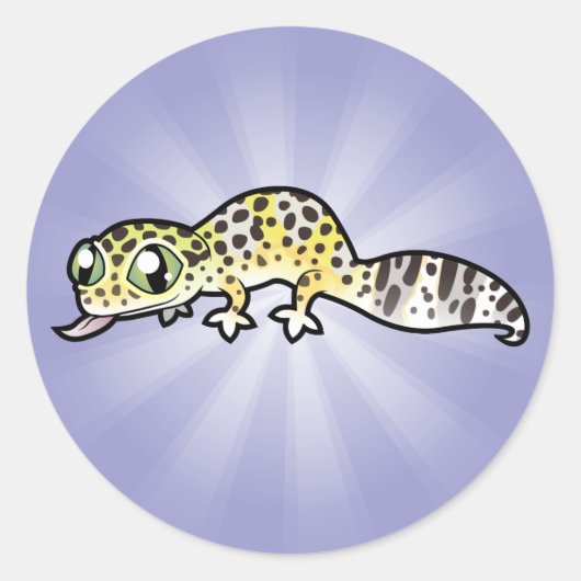 Cartoon Leopard Gecko Ronde Sticker (Voorkant)