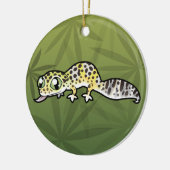 Cartoon Leopard Gecko (voeg je eigen bericht toe) Keramisch Ornament (Links)