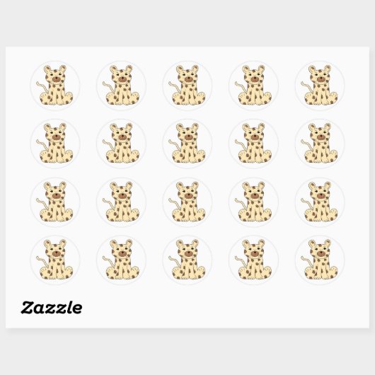 Cartoon Leopard Ronde Sticker (Vel)