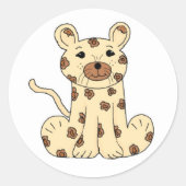 Cartoon Leopard Ronde Sticker (Voorkant)