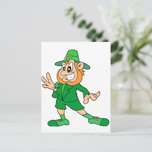 Cartoon Leprechaun Briefkaart (Staand voorkant)