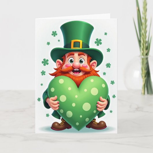 Cartoon Leprechaun Heart Card Kaart (Voorkant)