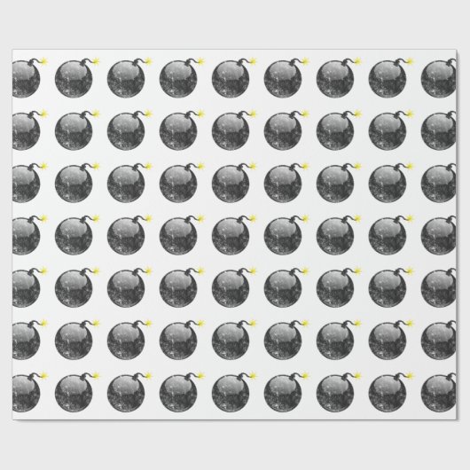 Cartoon Letterpress Style Bomb Cadeaupapier (Vlak)