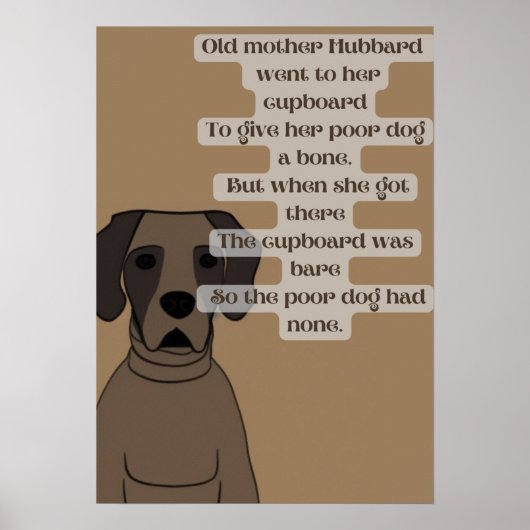Cartoon leuk oud moeder Hubbard kinderliedje Poster (Voorkant)