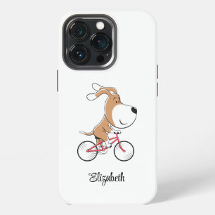 Cartoon Leuke Hond Puppy Fietsfiets Fietsen iPhone 13 Pro Hoesje