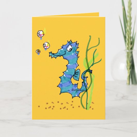 Cartoon Leuke Seahorse Kaart (Voorkant)