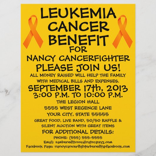 Cartoon Leukemia Cancer Benefit Flyer (Voorkant)