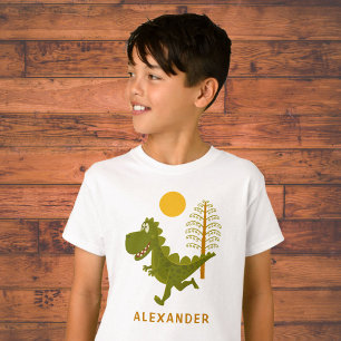 Cartoon Lief Grappig Rennende Dinosaur Jurassic Zo T-shirt
