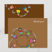 Cartoon Lieve Gelukkige Kinderen Vrienden Rond de  Briefkaart (Voorkant / Achterkant)