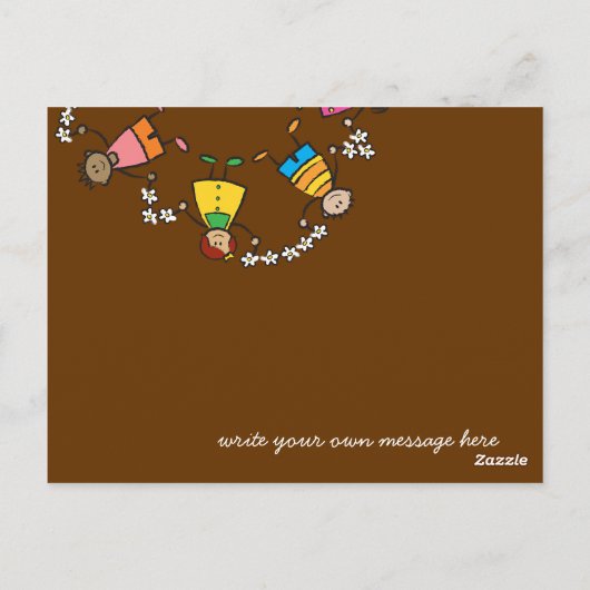 Cartoon Lieve Gelukkige Kinderen Vrienden Rond de  Briefkaart (Achterkant)