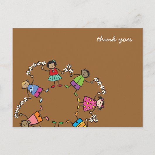 Cartoon Lieve Gelukkige Kinderen Vrienden Rond de  Briefkaart (Voorkant)