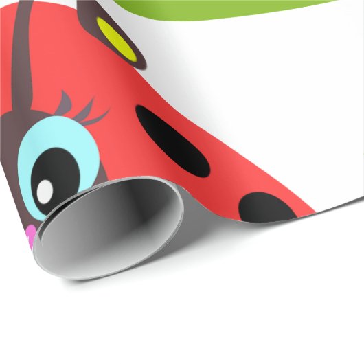 Cartoon lieveheersbeestje Boog en Bloemen Cadeaupapier (Rol Hoek)