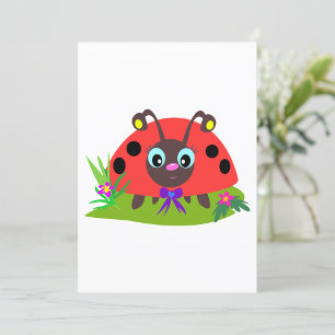 Cartoon lieveheersbeestje Boog en Bloemen Kaart