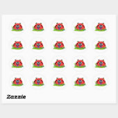 Cartoon lieveheersbeestje Boog en Bloemen Ronde Sticker (Vel)