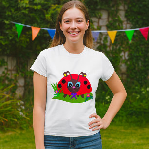 Cartoon lieveheersbeestje Boog en Bloemen T-shirt