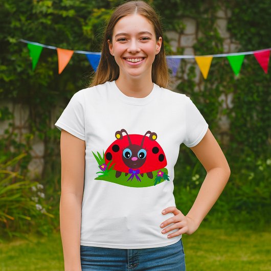 Cartoon lieveheersbeestje Boog en Bloemen T-shirt