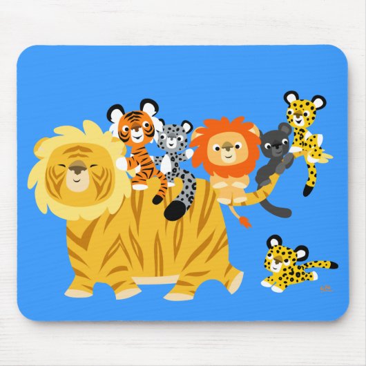Cartoon Liger en Friends mousepad Muismat (Voorkant)