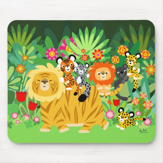 Cartoon Liger en Friends mousepad Muismat (Voorkant)