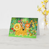 Cartoon Liger en het Wenskaart van Vrienden Kaart (Gele Bloem)