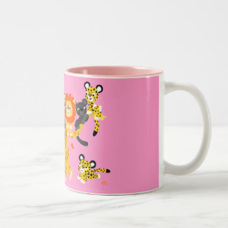 Cartoon Liger en mok vrienden