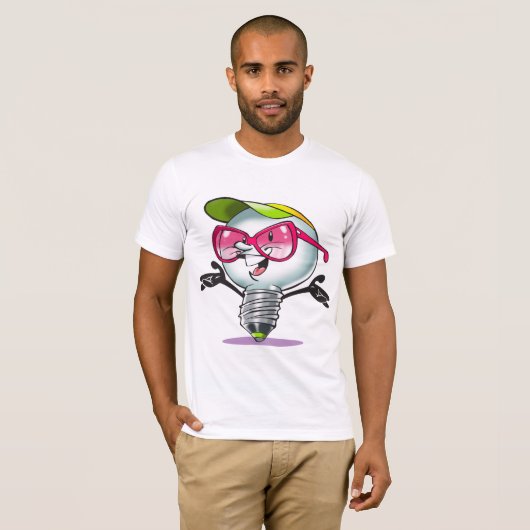 Cartoon Lightbulb Mannen T-shirt (Voorkant volledig)