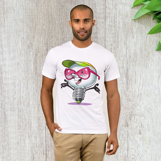 Cartoon Lightbulb Mannen T-shirt