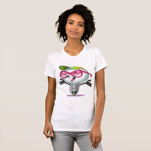 Cartoon Lightbulb Vrouwen T-shirt (Voorkant volledig)