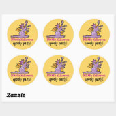 Cartoon Lila Paarse Magic Dragon Halloween Party Ronde Sticker (Vel)