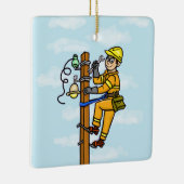 Cartoon Lineman die aan het Ornament van de Pand w (Rechts)