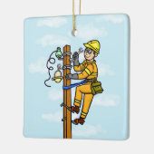 Cartoon Lineman die aan het Ornament van de Pand w (Links)