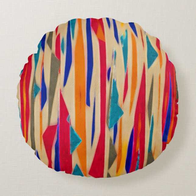 Cartoon Lines Round Pillow Rond Kussen (Voorkant)