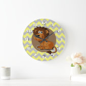 Cartoon Lion Chevron Pattern Cute Nursery Grote Klok (Huis)