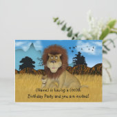 Cartoon Lion Childs Birthday Uitnodiging (Staand voorkant)