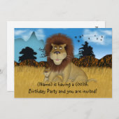Cartoon Lion Childs Birthday Uitnodiging (Voorkant / Achterkant)
