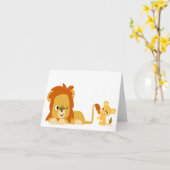 Cartoon Lion Dad en Cub notecard Kaart (Gele Bloem)