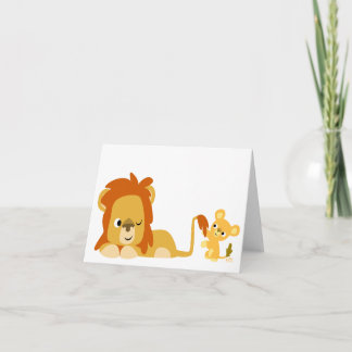 Cartoon Lion Dad en Cub notecard Kaart