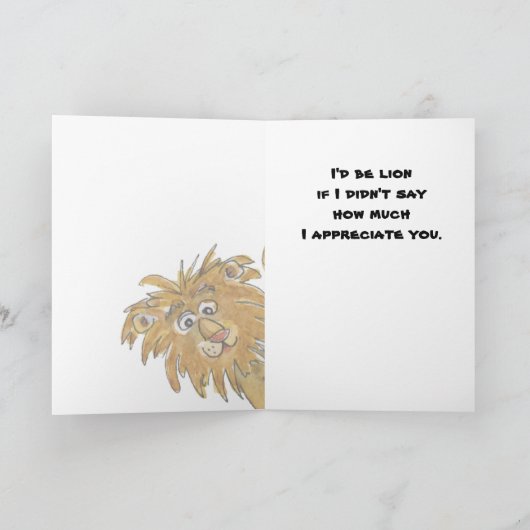 Cartoon Lion dank je wel kaarten (Binnen)