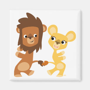 Cartoon Lion en Lioness dansmagneet Magneet