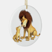Cartoon Lion Father & Son Keramisch Ornament (Rechts)