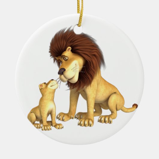 Cartoon Lion Father & Son Keramisch Ornament (Voorkant)