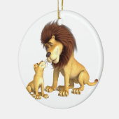 Cartoon Lion Father & Son Keramisch Ornament (Links)