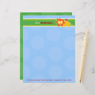 Cartoon Lion Fun Personal Custom Letterhead Briefhoofd Ontwerp